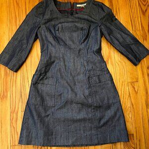 Boden Denim Dress NWT Three Quarter Sleeves. Pockets Size 2 Petite